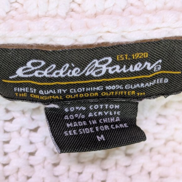 Vintage Eddie Bauer Cotton Cable  Knit Sweater Shawl Collar - Picture 12 of 12
